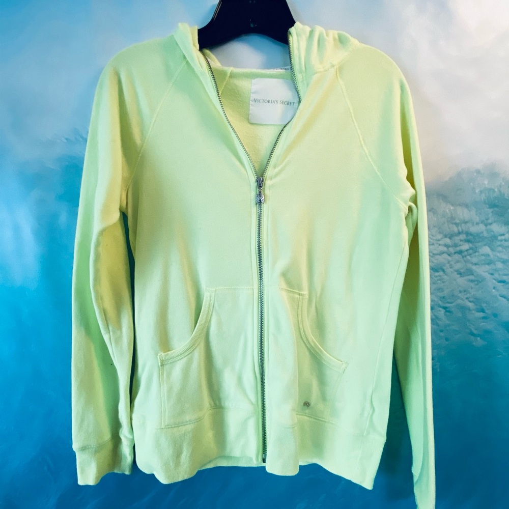 VICTORIA SECRET ANGEL Neon Yellow Hoodie Zip Up